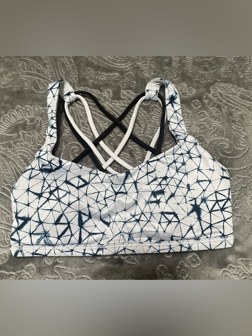 EUC Lululemon Free To Be Wild Sports Bra Star Crushed Silver Fox Navy Size 4